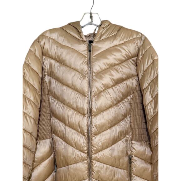 Lane Bryant Prima Puffer Plus 18/20 Gold Frappe Hood Packable Stretch Warm - Picture 4 of 9